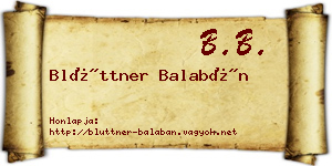 Blüttner Balabán névjegykártya